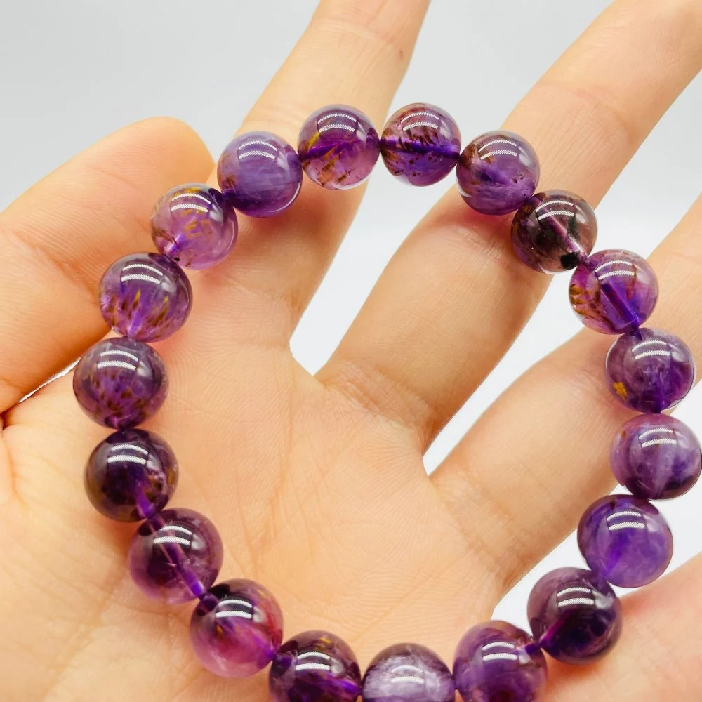 High Grade Natural Clear Amethyst Cacoxenite Super7 Bracelet (HGUB09) - Image 4