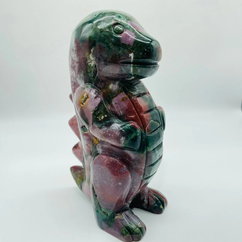 High Quality Colorful Ocean Jasper Baby Dinosaur Carving - Image 4