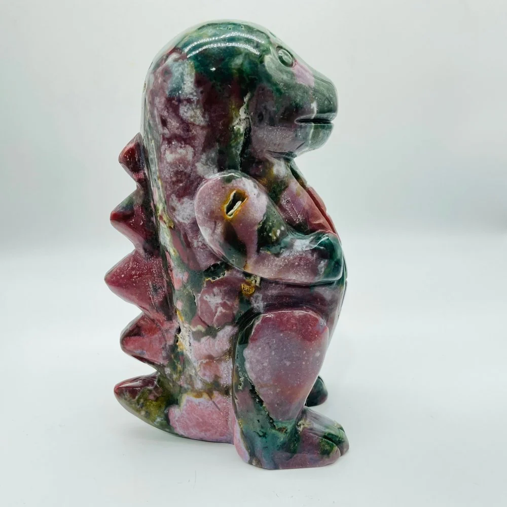 High Quality Colorful Ocean Jasper Baby Dinosaur Carving - Image 5