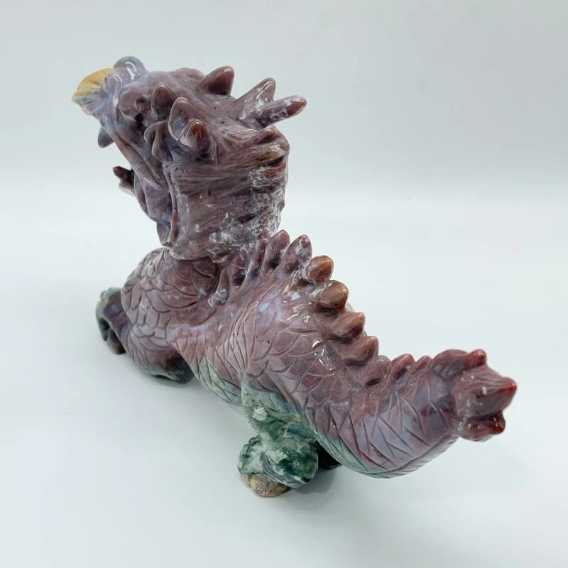 Unique Ocean Jasper China Dragon Carving - Image 3