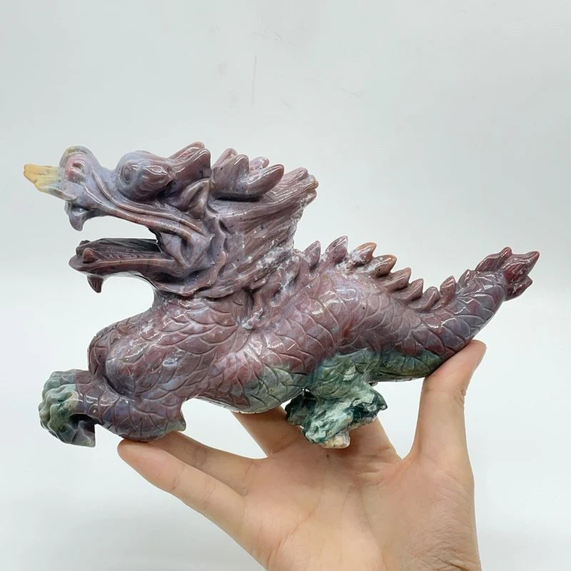 Unique Ocean Jasper China Dragon Carving - Image 4