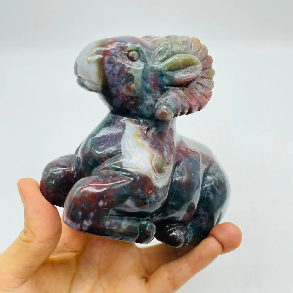 High Quality Ocean Jasper Goat Carving - Image 2