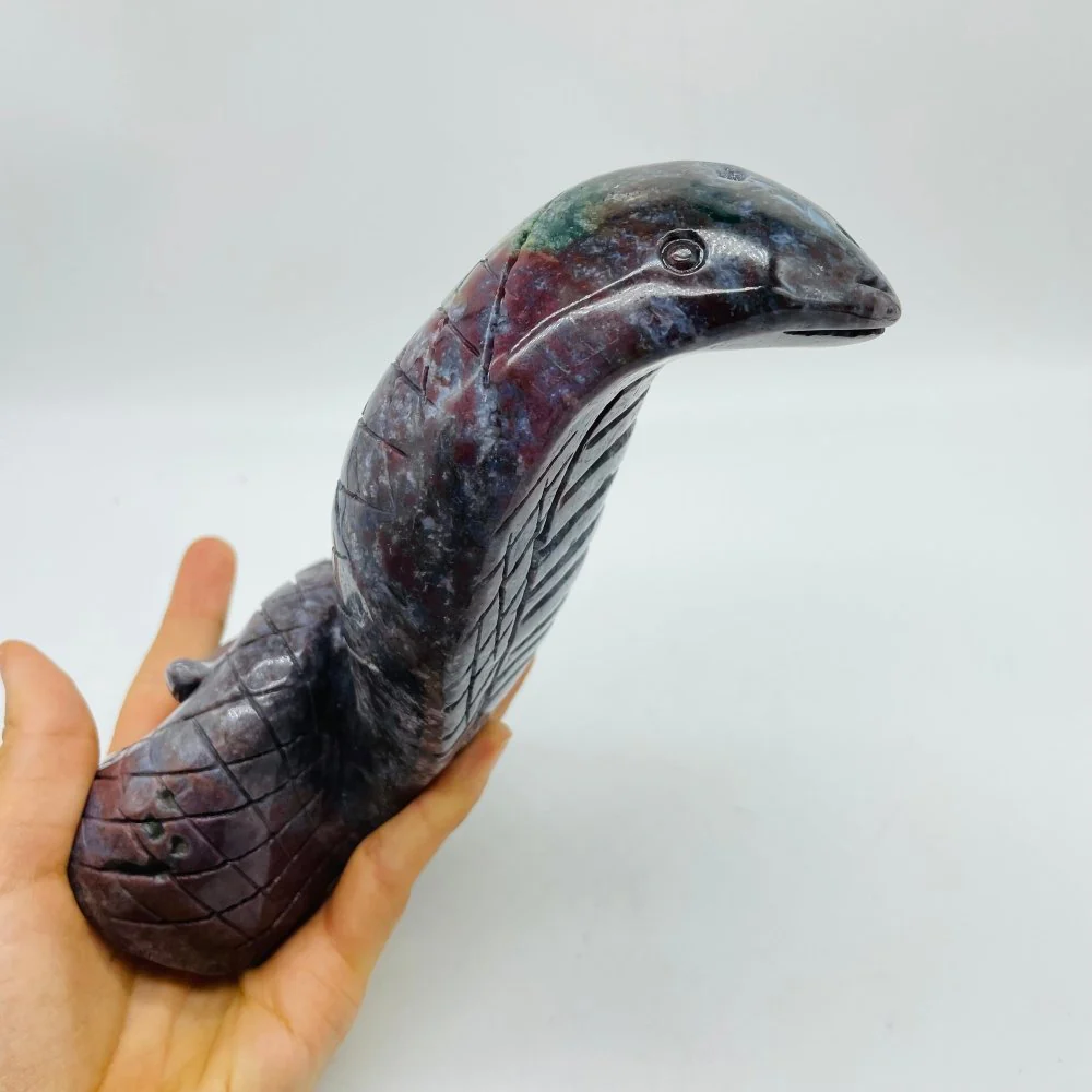 High Quality Large Ocean Jasper Cobra Snake Carving - Image 3