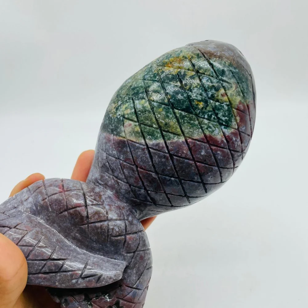 High Quality Large Ocean Jasper Cobra Snake Carving - Image 4