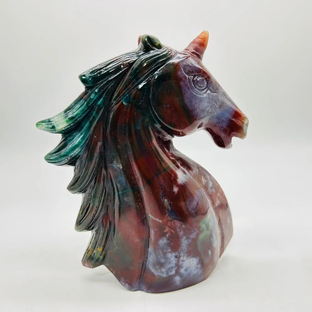 High Quality Ocean Jasper Unicorn Carving - Image 2