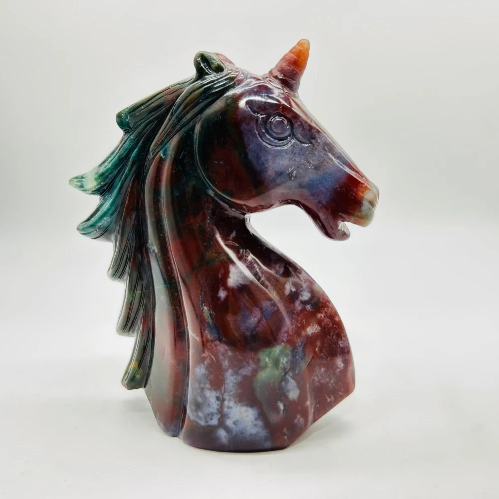 High Quality Ocean Jasper Unicorn Carving - Image 5