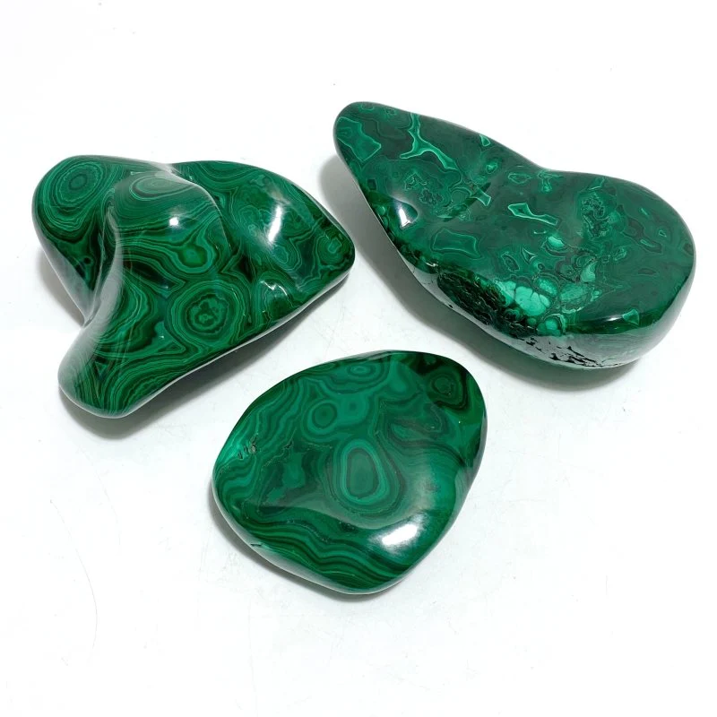 3 Pieces High Quality Polished Malachite Free Form