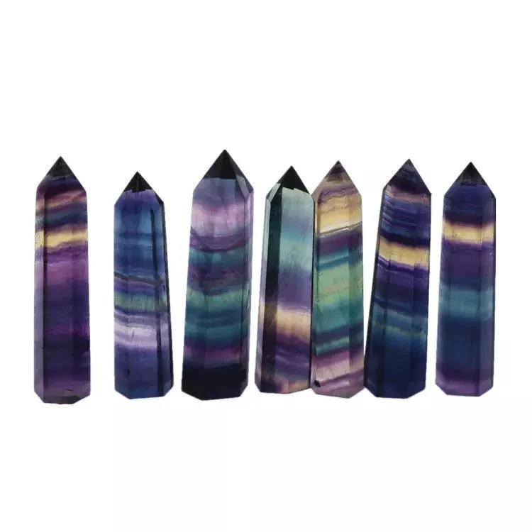 High Quality Rainbow Fluorite Crystal Point Tower Wand Wholesale - Image 4