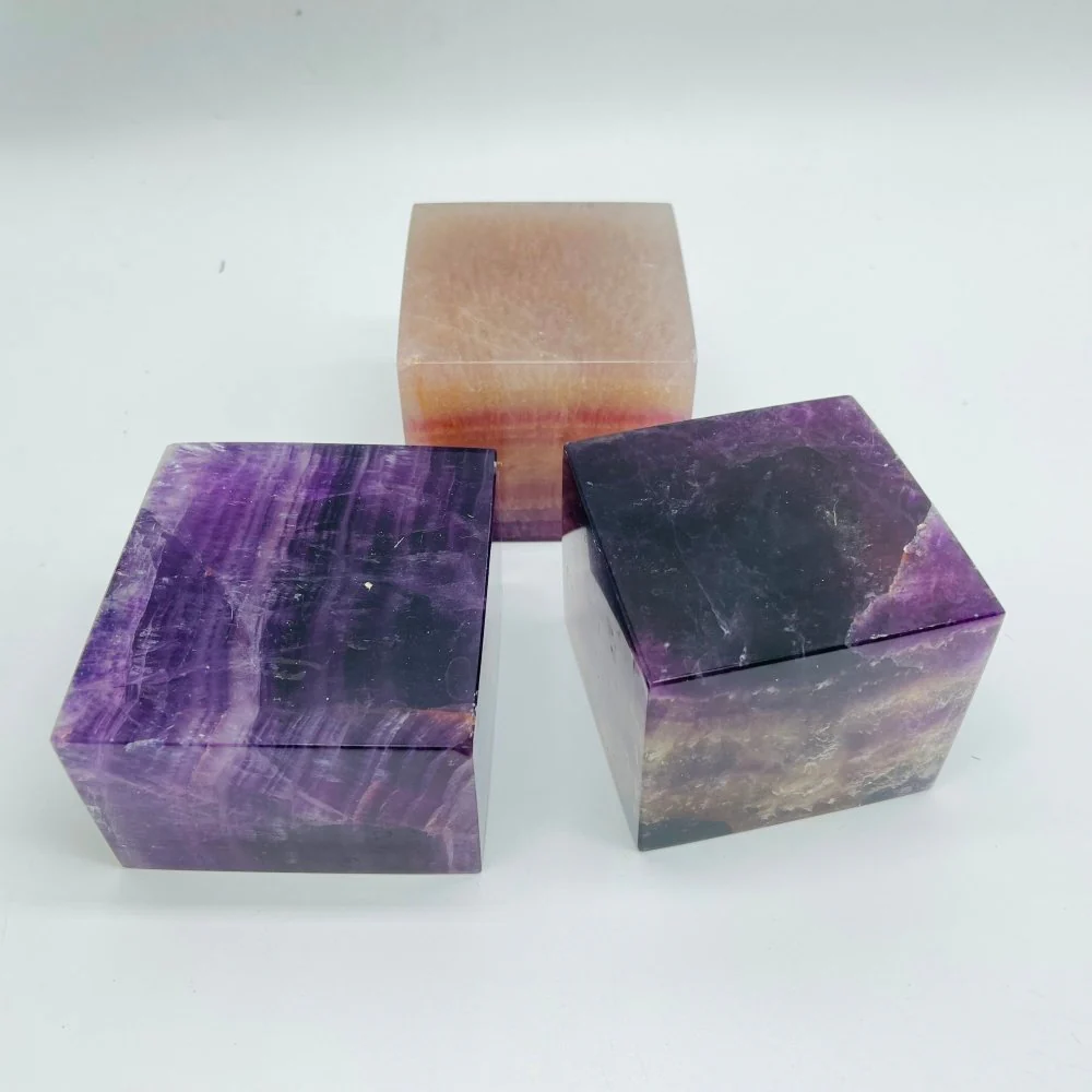 High Quality Purple Rainbow Fluorite Cube Wholesale - Image 2