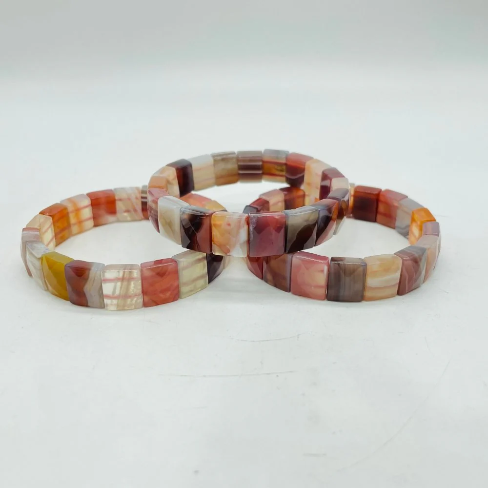 High Quality Red Stripe Agate Square Bracelet Wholesale - Image 3