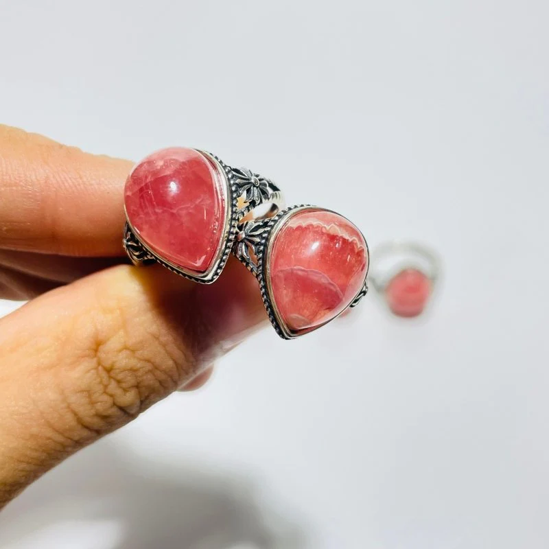 11 Pieces High Quality Rhodochrosite Sterling Silver Ring - Image 4