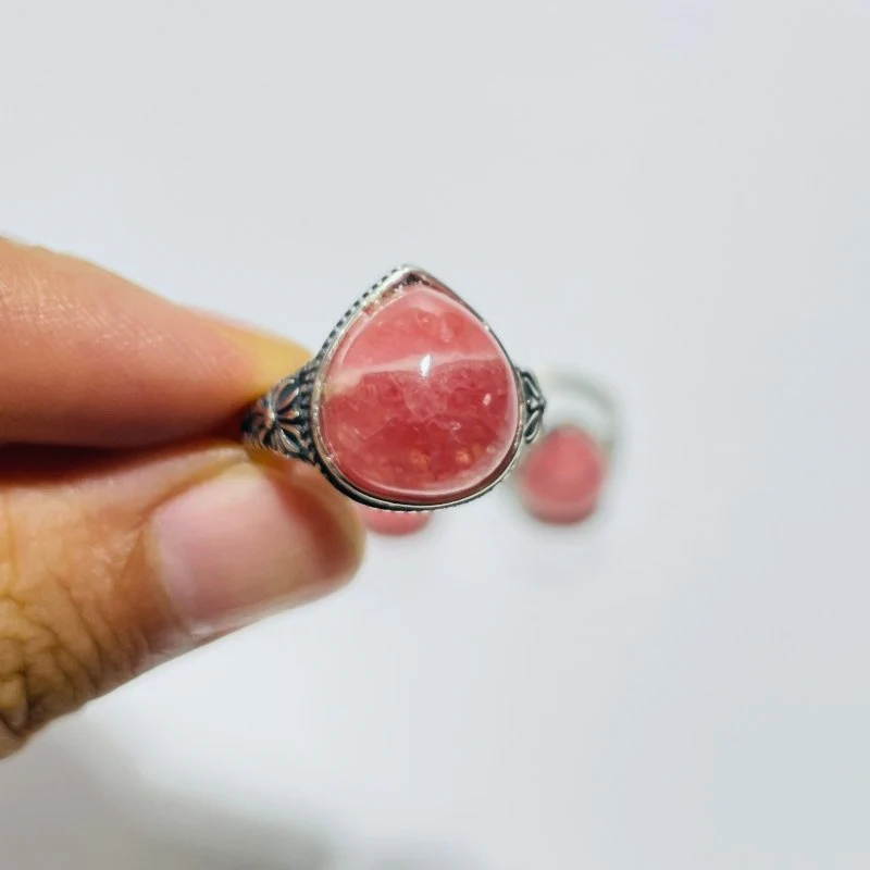11 Pieces High Quality Rhodochrosite Sterling Silver Ring - Image 6