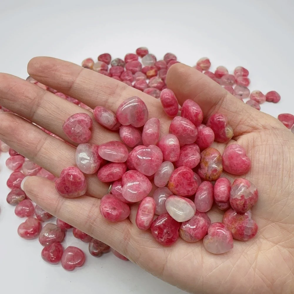 255 Pieces High Quality Pink Rhodonite Mixed Quartz Mini Heart DIY Pendant - Image 3