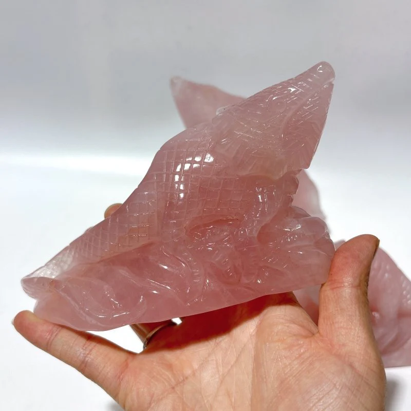 3 Pieces High Quality Rose Quartz Lizard Carving - Image 2
