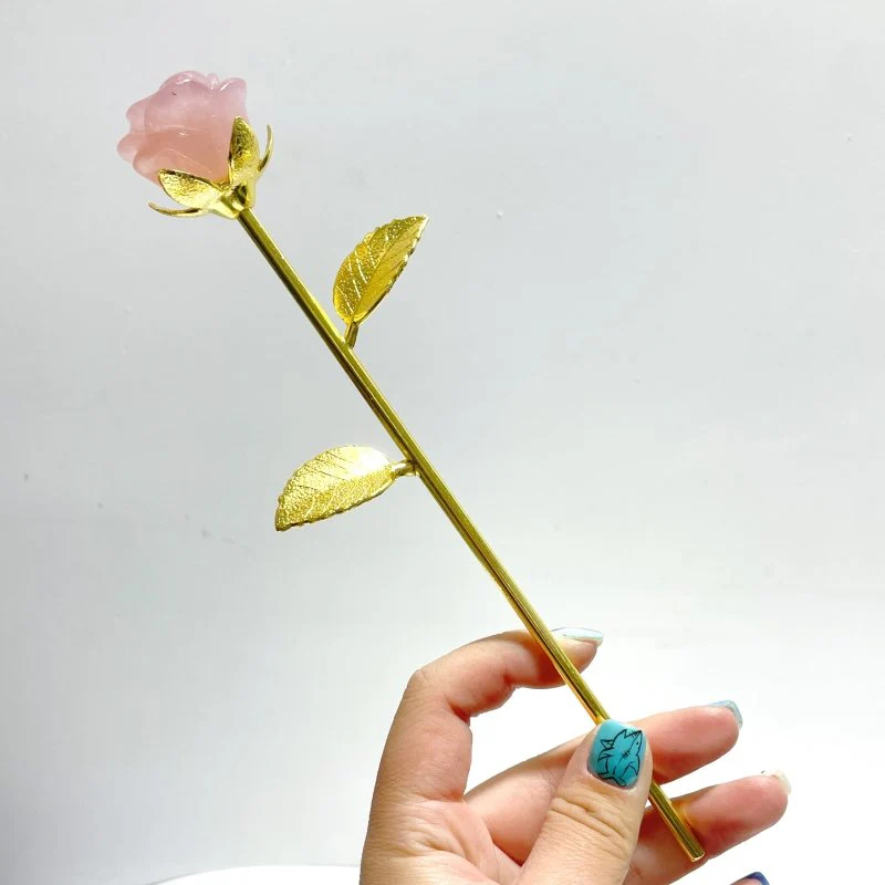 16 Pieces Deep Pink Rose Quartz Rose Flower Carving - Image 4