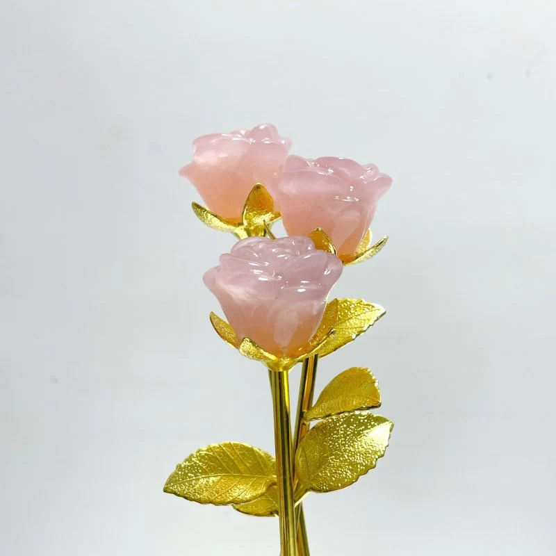16 Pieces Deep Pink Rose Quartz Rose Flower Carving - Image 5