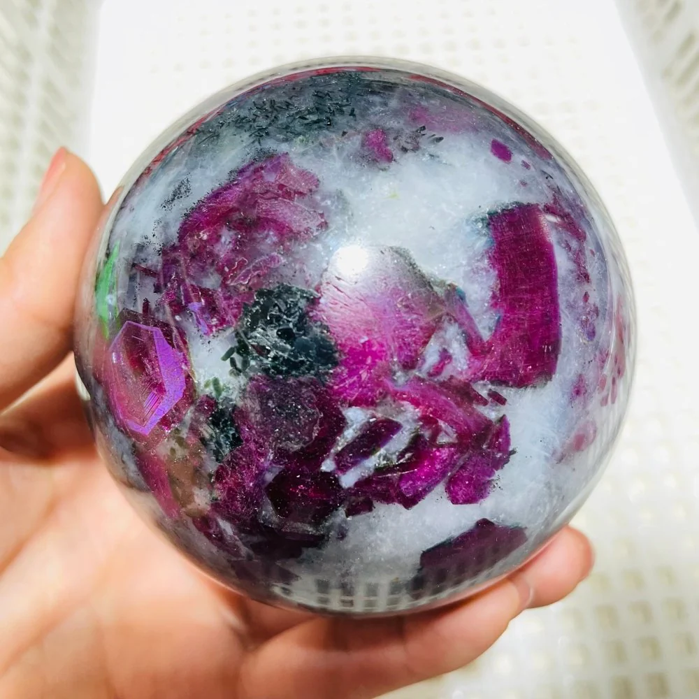High Quality Ruby Zoisite Sphere Mixed Moonstone - Image 2