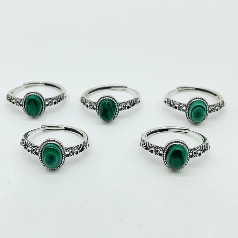 High Quality S925 Sterling Silver Malachite Ring Wholesale - Image 2