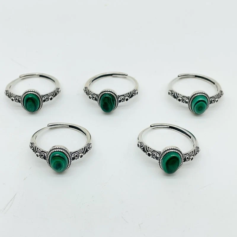 High Quality S925 Sterling Silver Malachite Ring Wholesale - Image 3