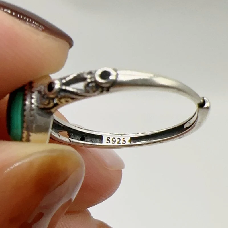 High Quality S925 Sterling Silver Malachite Ring Wholesale - Image 4