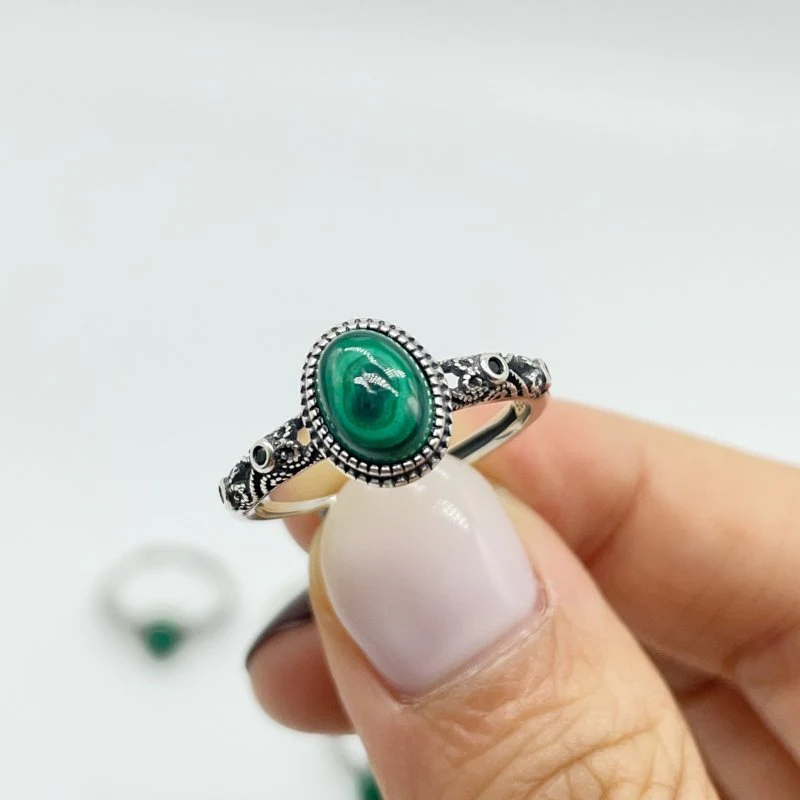 High Quality S925 Sterling Silver Malachite Ring Wholesale - Image 5