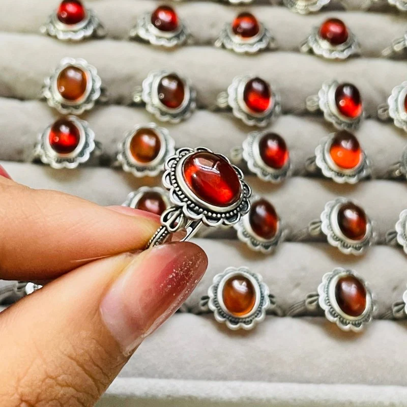 High Quality S925 Orange Garnet Ring Wholesale - Image 2