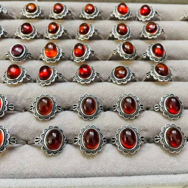 High Quality S925 Orange Garnet Ring Wholesale - Image 3