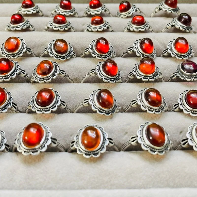 High Quality S925 Orange Garnet Ring Wholesale - Image 4
