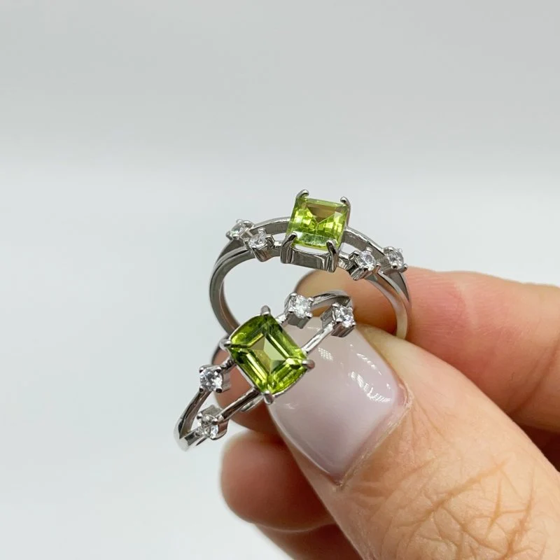 High Quality Peridot S925 Sterling Silver Cut Faceted Ring Wholesale - Image 2