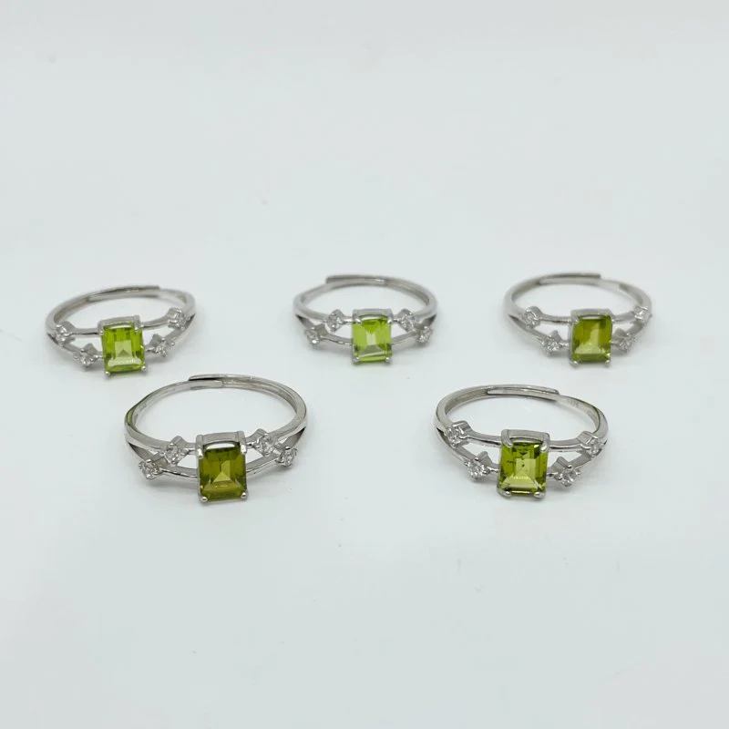 High Quality Peridot S925 Sterling Silver Cut Faceted Ring Wholesale - Image 3