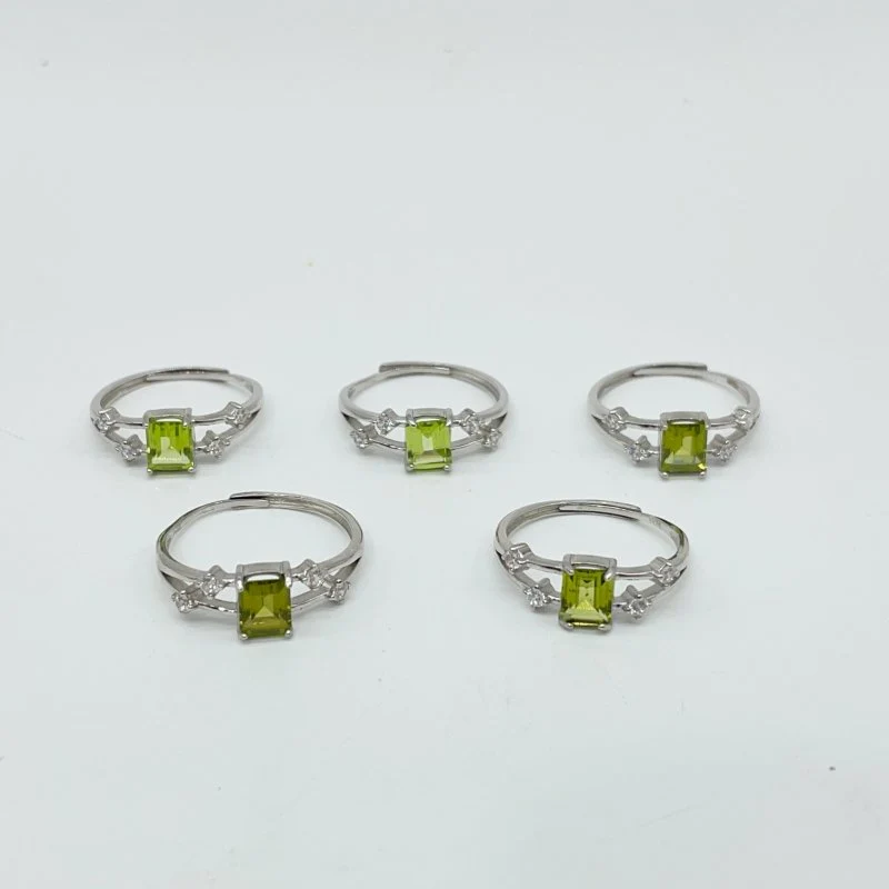 High Quality Peridot S925 Sterling Silver Cut Faceted Ring Wholesale - Image 4