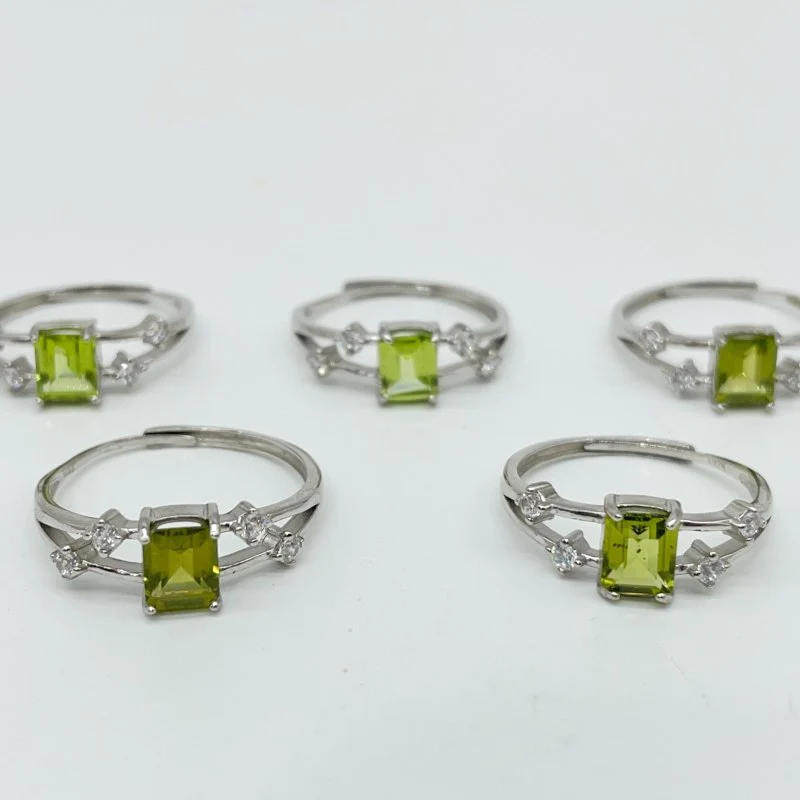 High Quality Peridot S925 Sterling Silver Cut Faceted Ring Wholesale - Image 5