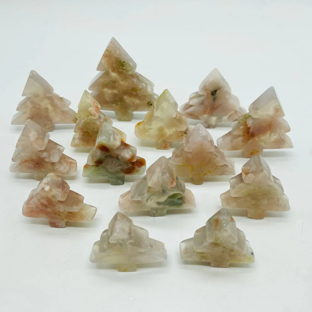 High Quality Sakura Agate Christmas Tree Carving Crystals Wholesale - Image 2