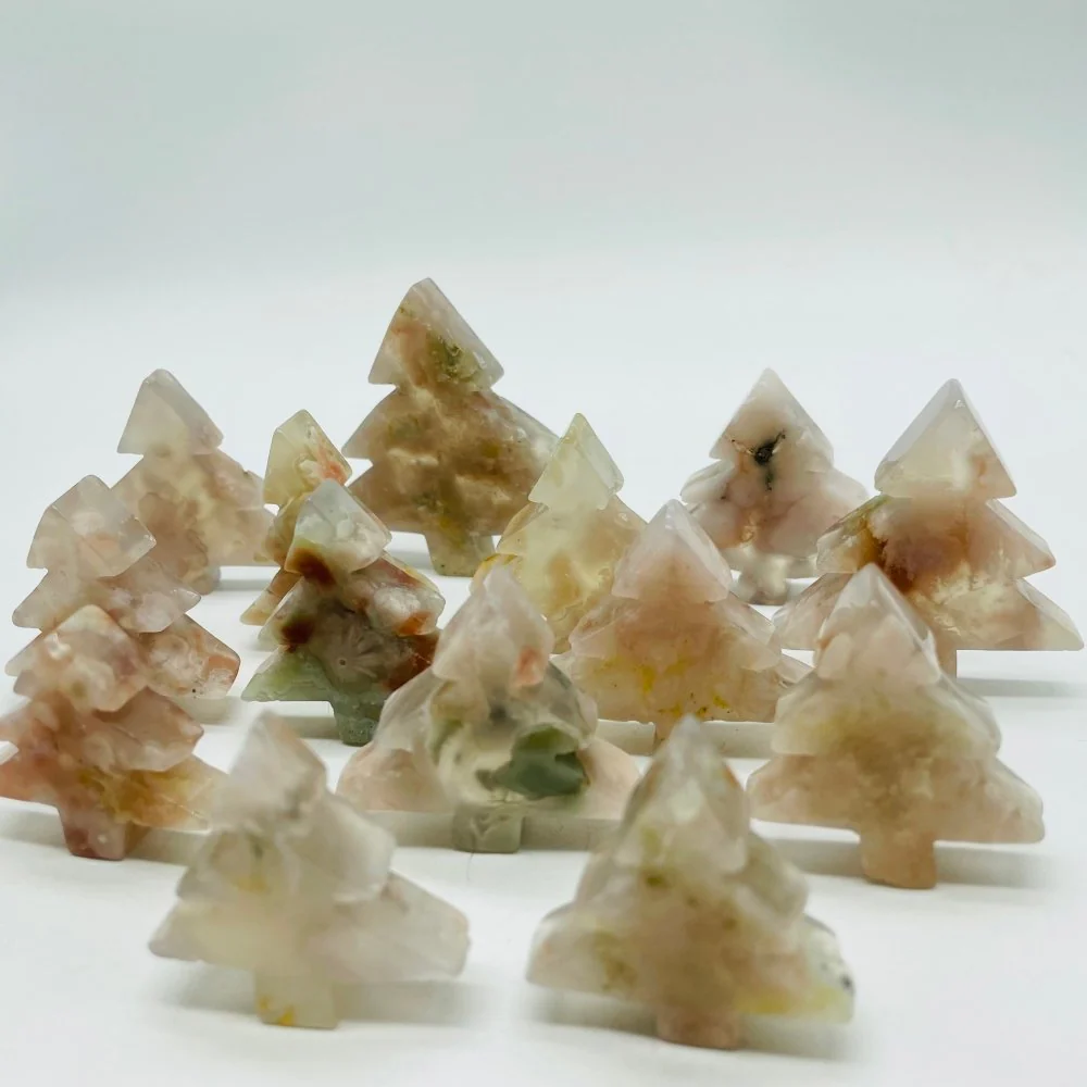 High Quality Sakura Agate Christmas Tree Carving Crystals Wholesale - Image 3