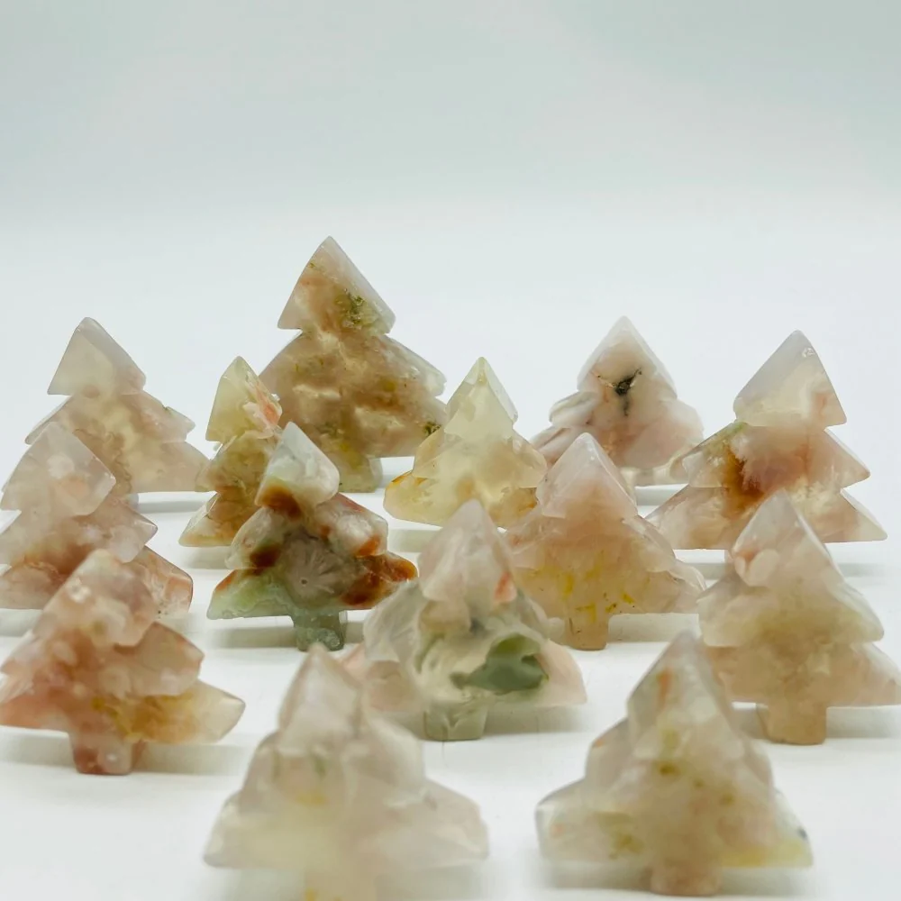 High Quality Sakura Agate Christmas Tree Carving Crystals Wholesale - Image 4