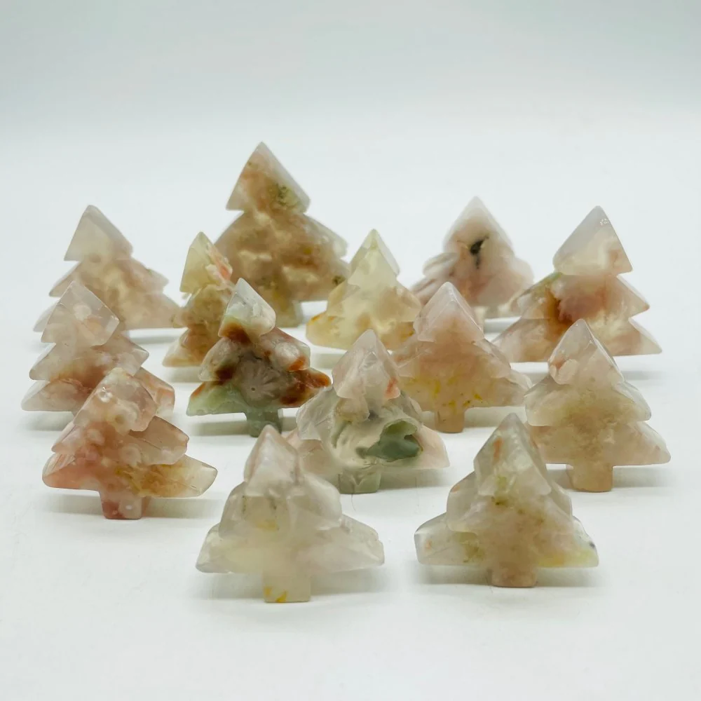 High Quality Sakura Agate Christmas Tree Carving Crystals Wholesale - Image 5