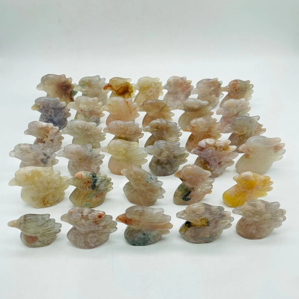 35 Pieces High Quality Sakura Flower Agate Eagle Carving - Image 3