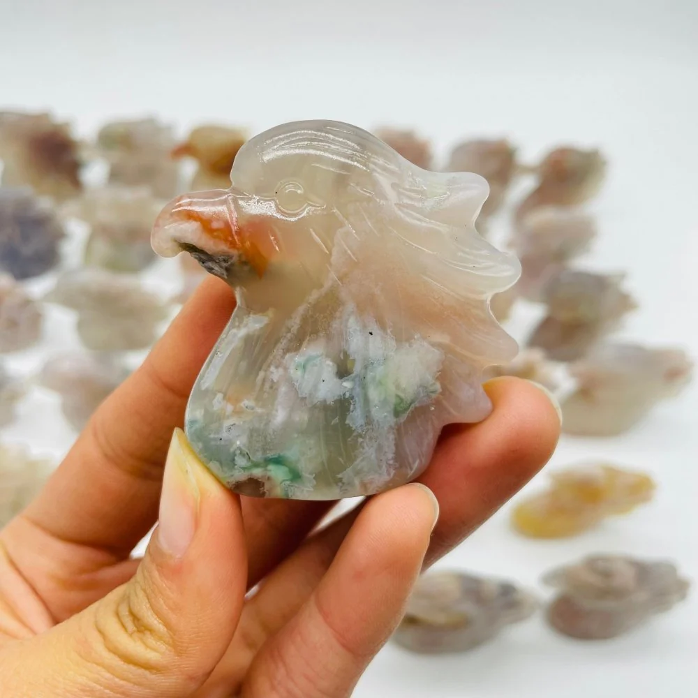 35 Pieces High Quality Sakura Flower Agate Eagle Carving - Image 4