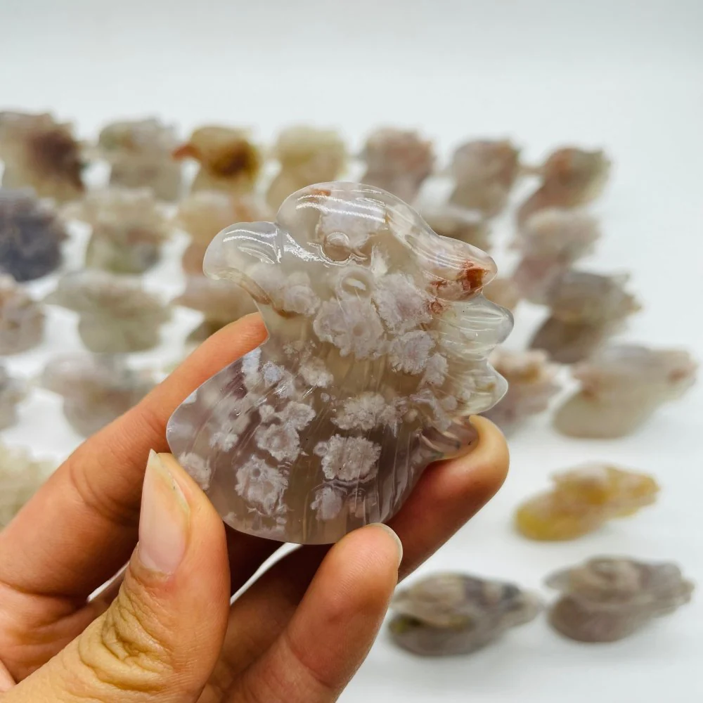 35 Pieces High Quality Sakura Flower Agate Eagle Carving - Image 5