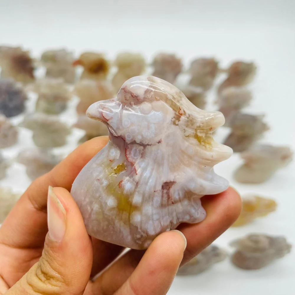35 Pieces High Quality Sakura Flower Agate Eagle Carving - Image 6