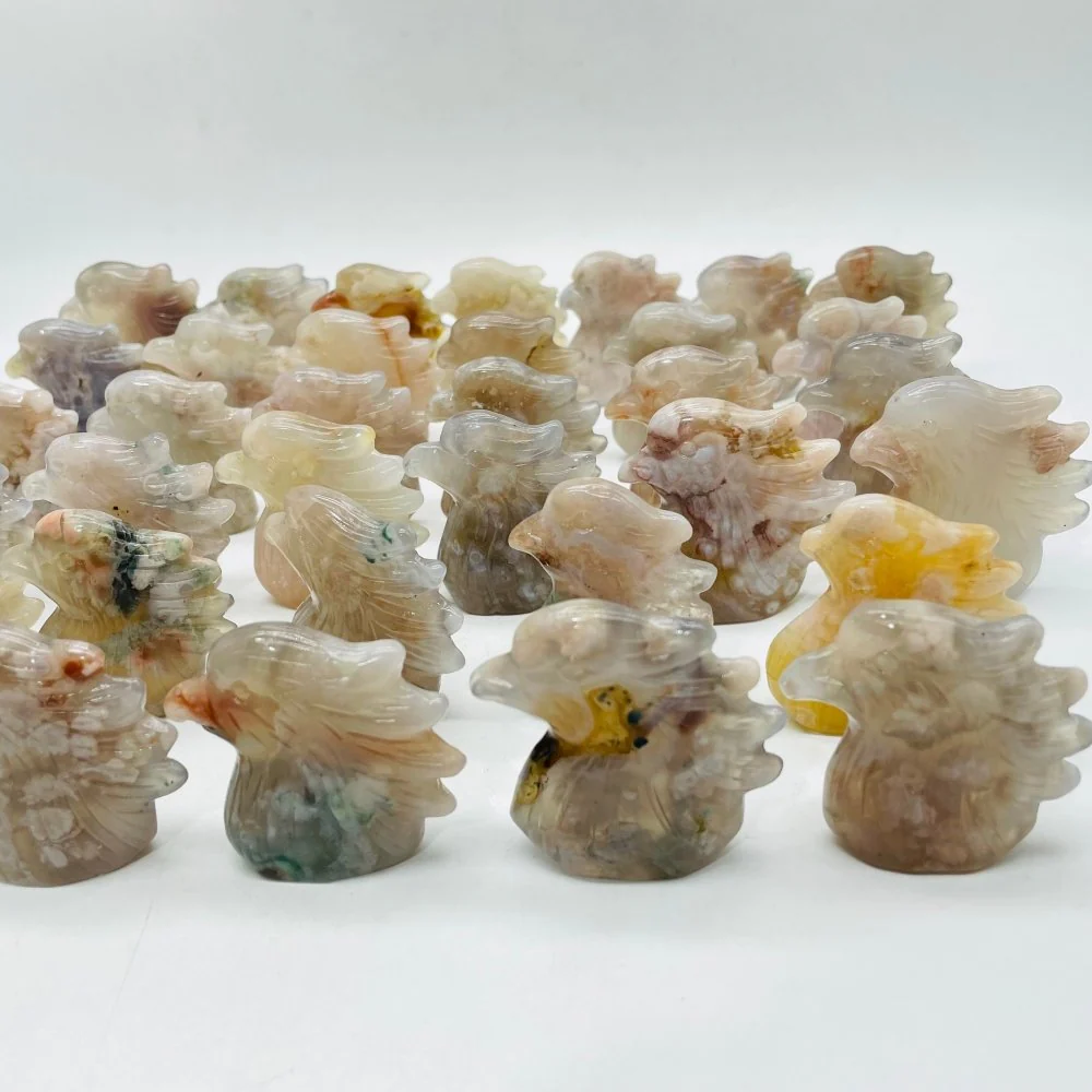 35 Pieces High Quality Sakura Flower Agate Eagle Carving - Image 7