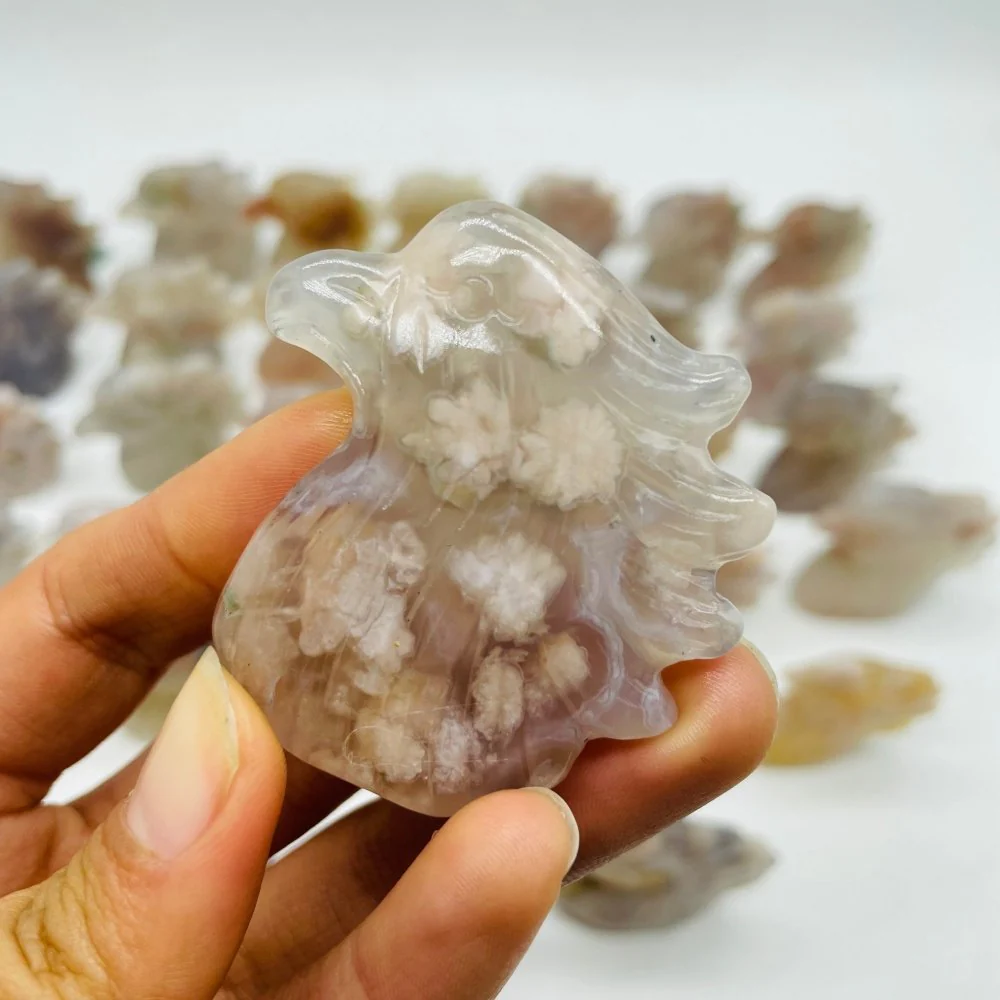 35 Pieces High Quality Sakura Flower Agate Eagle Carving - Image 8