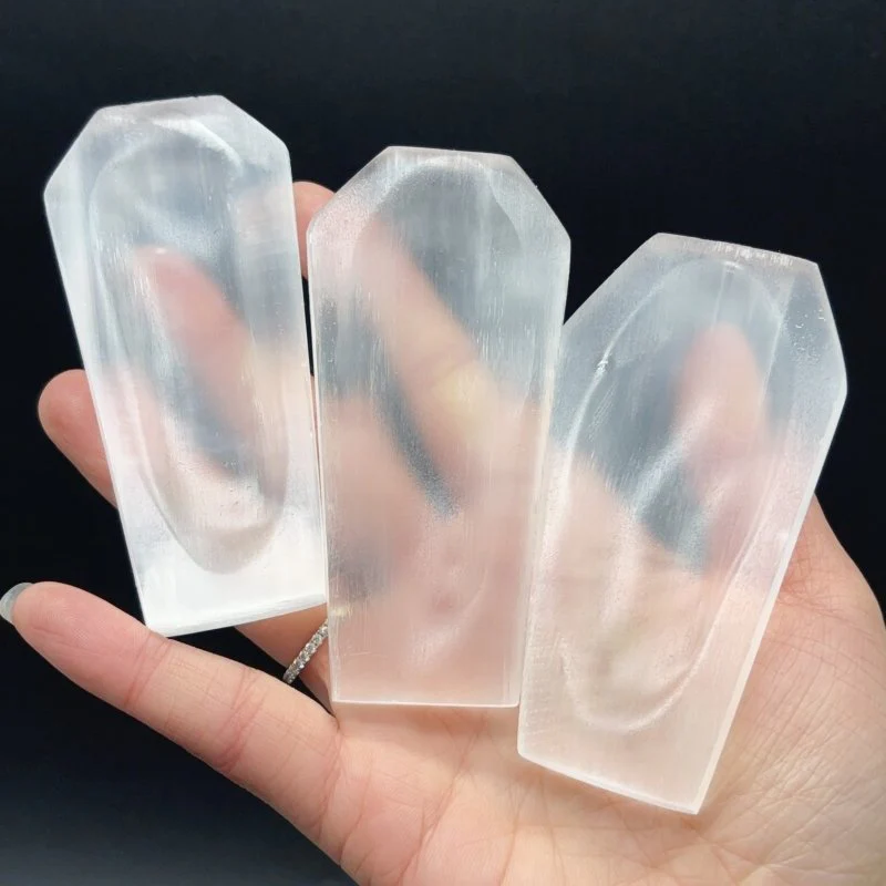 High Quality Selenite Coffin Shallow Bowl Carving Wholesale - Image 5