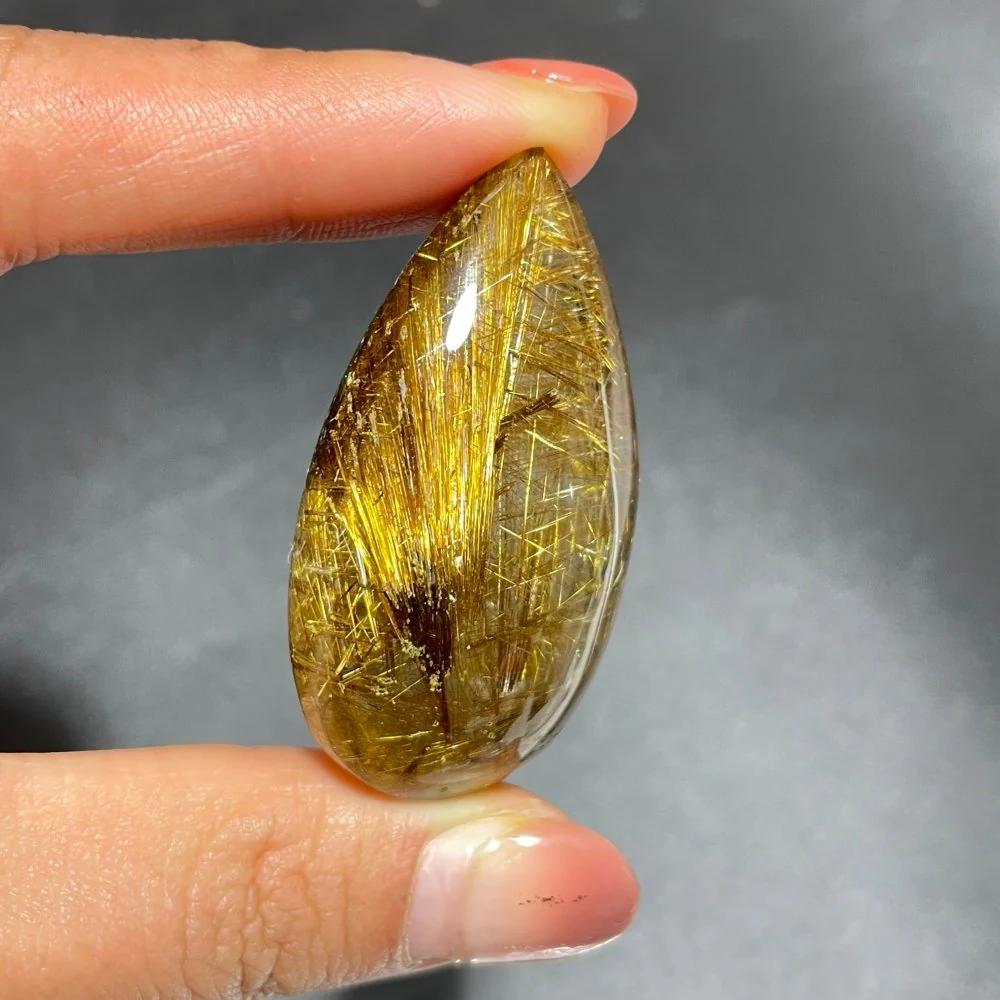 High Quality Spark Golden Rutile Teardrop Pendant - Image 3