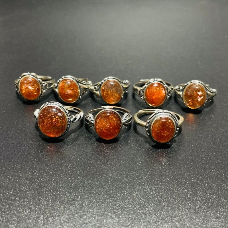 8 Pieces High Quality Sunstone Different Styles Sterling Silver Ring - Image 3