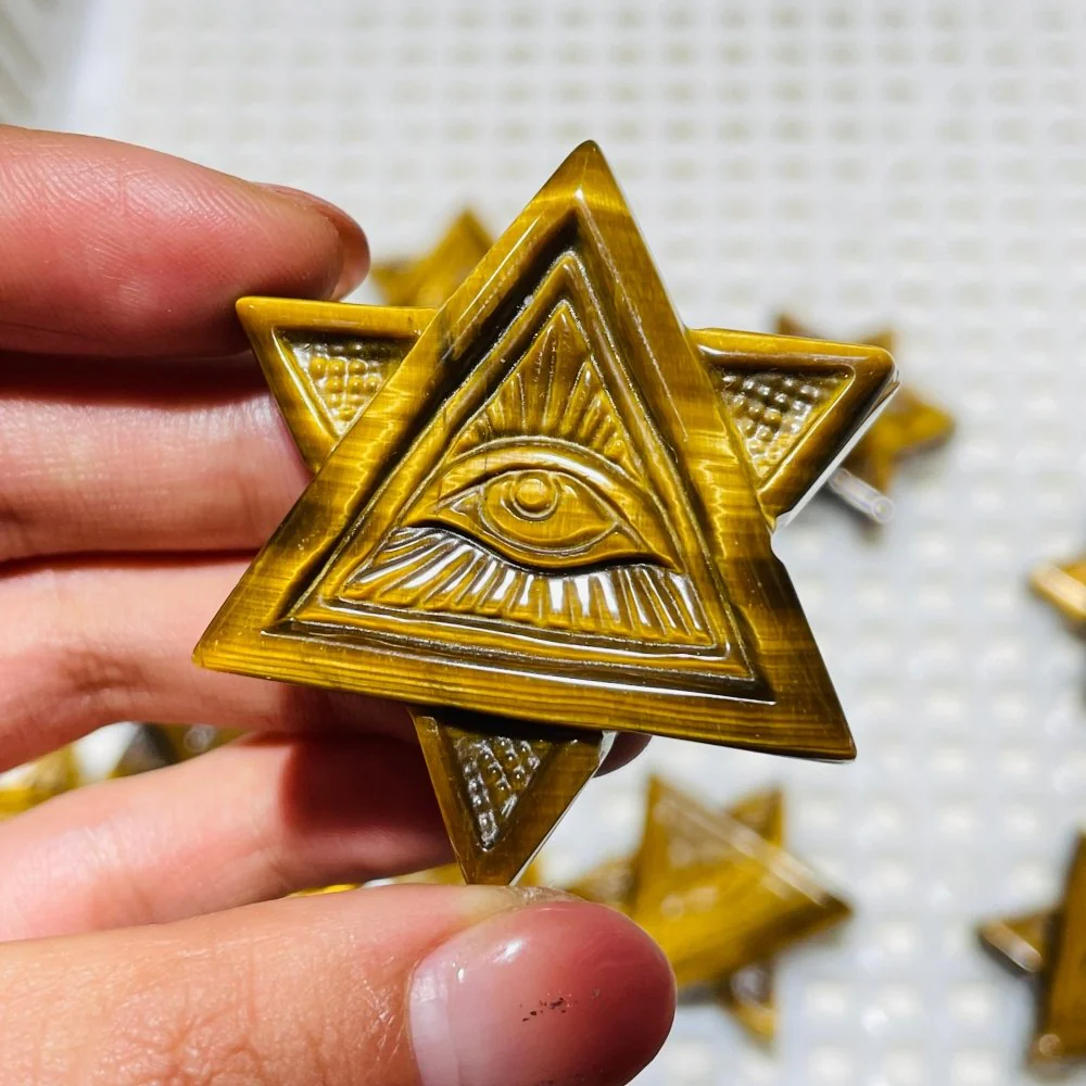 High Quality Tiger Eye Evil Eye Star Carving Wholesale - Image 2