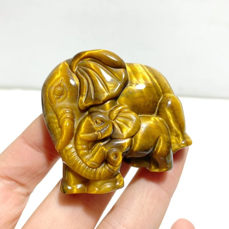 High Quality Tiger Eye Elephant Carving Wholesale - Image 2