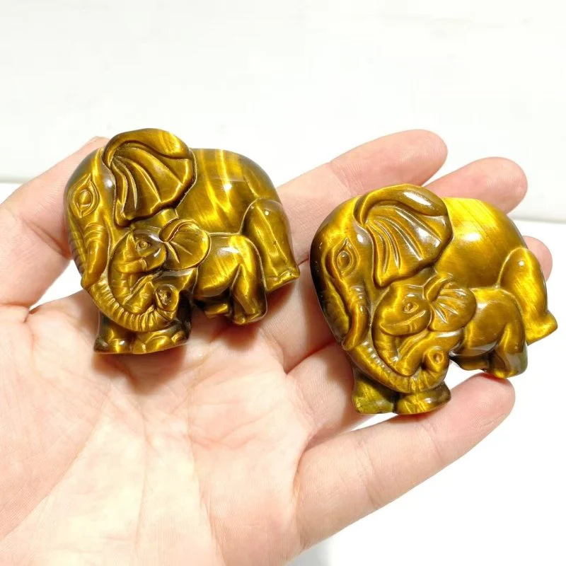 High Quality Tiger Eye Elephant Carving Wholesale - Image 5