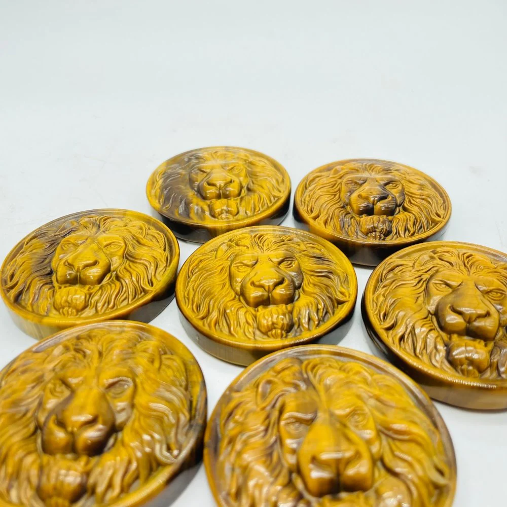 High Quality Tiger Eye Lion Head Carving Wholesale - Image 4