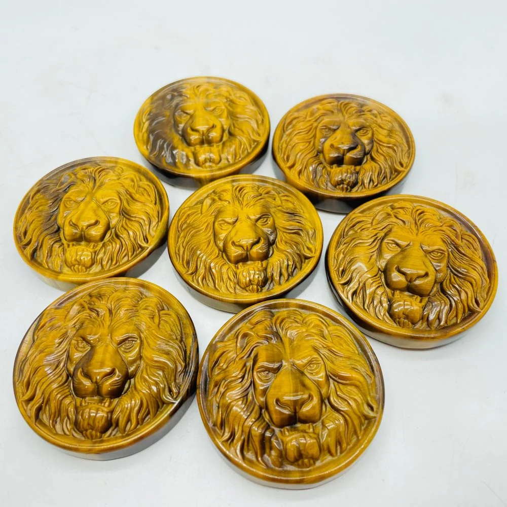High Quality Tiger Eye Lion Head Carving Wholesale - Image 5
